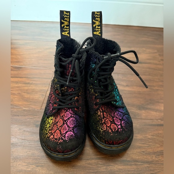 Dr. Martens Kids Pascal 1460 Leather Rainbow Combat Boots-Size US 8 - Picture 1 of 12